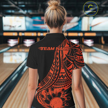Load image into Gallery viewer, Custom Black And Orange Maori Style Koru Spiral Tribal Women Bowling Quarter-Zip Shirt IPHW10964