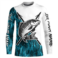 Load image into Gallery viewer, Carp Fish Bowfishing Shirts, Custom Carp Bow Fishing Long Sleeve Tournament Shirts | Blue Camo IPHW6396