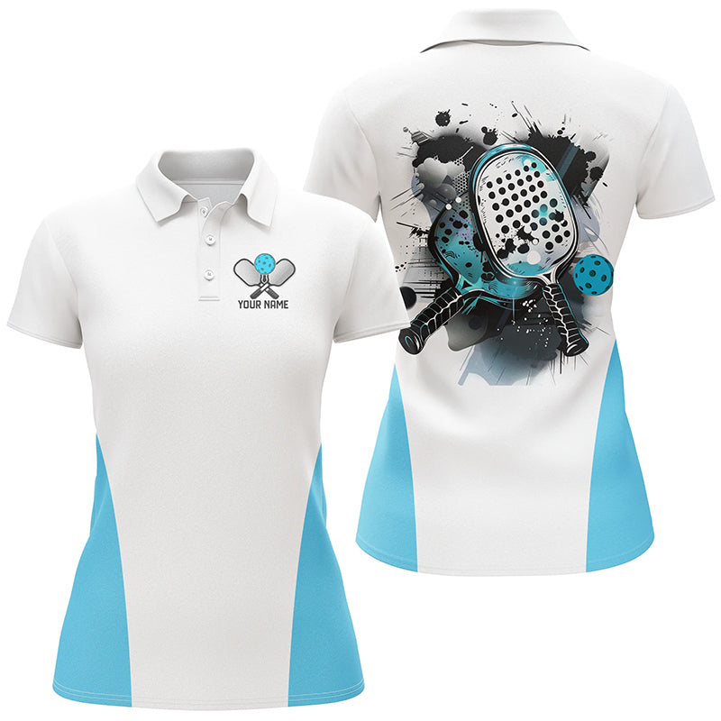 Custom Watercolor Pickleball Polo Shirts, women's Pickleball Outfits | Blue IPHW6933