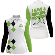 Load image into Gallery viewer, Custom Green Argyle Pattern Funny Pickleball Shirts for women "I Have Dinking Problem" IPHW6934