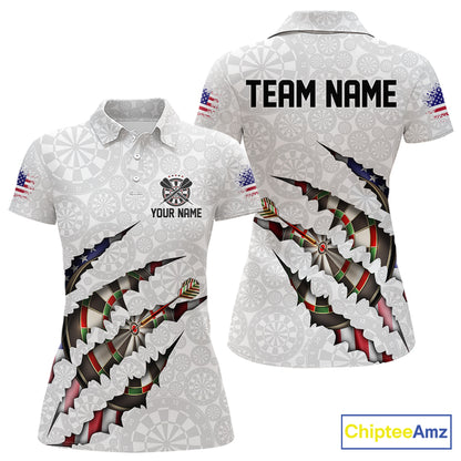 Custom Patriotic Dartboard Dart Women Polo Shirt, Dart League Shirt IPHW11636