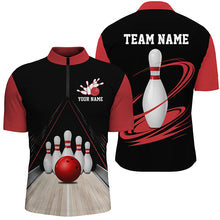 Load image into Gallery viewer, Classic Black And Red Custom Bowling Shirts For Men, Bowling Lane Vintage Bowling Team Shirt IPHW7718