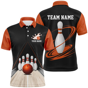 Classic Black And Orange Custom Bowling Shirts For Men, Bowling Lane Vintage Bowling Team Shirt IPHW7720