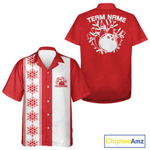Load image into Gallery viewer, Custom Retro 50S Christmas Bowling Button Up Shirts, Vintage Xmas Bowling Shirt IPHW10105
