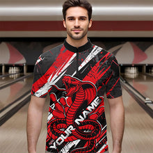 Load image into Gallery viewer, Custom Black And Red Cobra Snake Bowling Jerseys, Bowling Team Quarter-Zip Shirts For Men IPHW8580