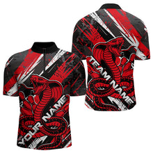 Load image into Gallery viewer, Custom Black And Red Cobra Snake Bowling Jerseys, Bowling Team Quarter-Zip Shirts For Men IPHW8580