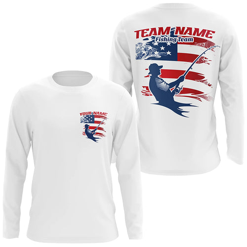 Custom Patriotic Fisherman Long Sleeve Tournament Fishing Shirts, Patriotic Fishing Team Jerseys IPHW6609