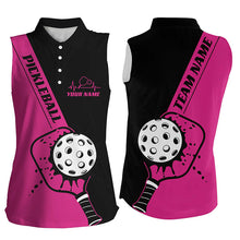 Load image into Gallery viewer, Black And Pink Custom Pickleball Team Shirts For Women, Women'S Pickleball Outfit IPHW7459