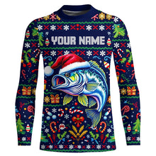 Load image into Gallery viewer, Custom Largemouth Bass Fishing Ugly Sweater Pattern Style All Over Shirts Christmas Fishing Shirt IPHW7967