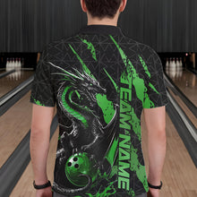 Load image into Gallery viewer, Custom Black And Green Dragon Bowling Men Polo Shirts, Team Bowling Jerseys IPHW10750