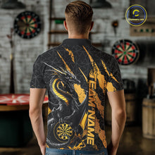 Load image into Gallery viewer, Custom Black And Gold Dragon Dart Men Polo Shirts, Team Dart Jerseys IPHW10751