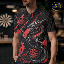 Load image into Gallery viewer, Custom Black And Red Dragon Dart Men Polo Shirts, Team Dart Jerseys IPHW10752