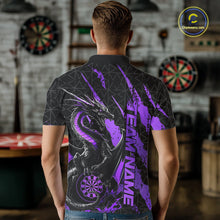 Load image into Gallery viewer, Custom Black And Purple Dragon Dart Men Polo Shirts, Team Dart Jerseys IPHW10754