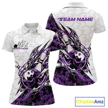 Load image into Gallery viewer, Custom Purple Camo Bowling Women Polo Shirt, Bowling Ball Pattern Team Jerseys IPHW10991
