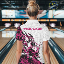 Load image into Gallery viewer, Custom Pink Camo Bowling Women Polo Shirt, Bowling Ball Pattern Team Jerseys IPHW10992