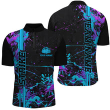 Load image into Gallery viewer, Custom Blue And Purple Strike Bowling Shirts For Men And Women, Camo Bowling Team Jerseys IPHW6426