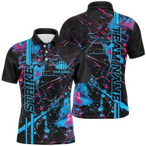 Custom Blue And Pink Strike Bowling Shirts For Men And Women, Camo Bowling Team Jerseys IPHW6428