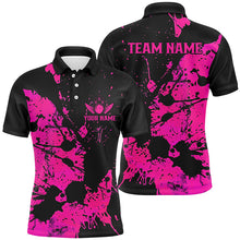 Load image into Gallery viewer, Custom Name Black And Pink Bowling Team Shirts For Men And Women, Bowling League Jerseys IPHW6433