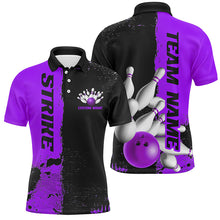 Load image into Gallery viewer, Black And Purple Strike Bowling Team Shirts For Men And Women, Custom Bowling Jerseys For Bowlers IPHW6438