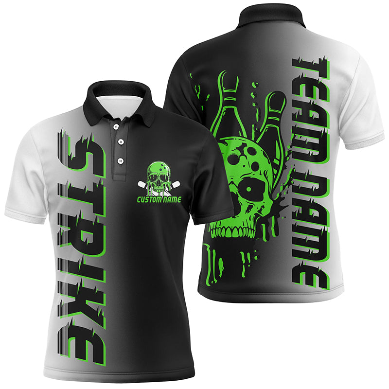 Custom Strike Bowling Team Shirts For Men And Women, Skull Bowling Jerseys With Team Name | Green IPHW6442