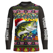 Load image into Gallery viewer, Custom Christmas Ugly Sweater Pattern Largemouth Bass Fishing Shirts, Christmas Fishing Gifts IPHW7969