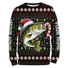 Load image into Gallery viewer, Custom Christmas Largemouth Bass Fishing Shirts, Bass Candy Cane Hook Xmas Fishing Gifts IPHW7973