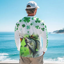 Load image into Gallery viewer, Custom St Patrick&#39;s Day Shamprock Crappie Long Sleeve Tournament Fishing Shirts IPHW8388