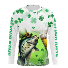 Load image into Gallery viewer, Custom St Patrick&#39;s Day Shamprock Crappie Long Sleeve Tournament Fishing Shirts IPHW8388