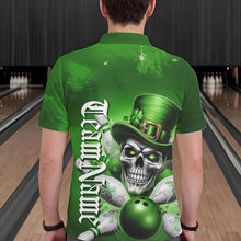 Load image into Gallery viewer, Custom Green Leprechaun Skull St Patricks Day Bowling Polo Shirt For Men, Lucky Bowling Shirt IPHW8595