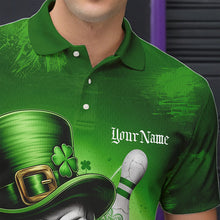 Load image into Gallery viewer, Custom Green Leprechaun Skull St Patricks Day Bowling Polo Shirt For Men, Lucky Bowling Shirt IPHW8595