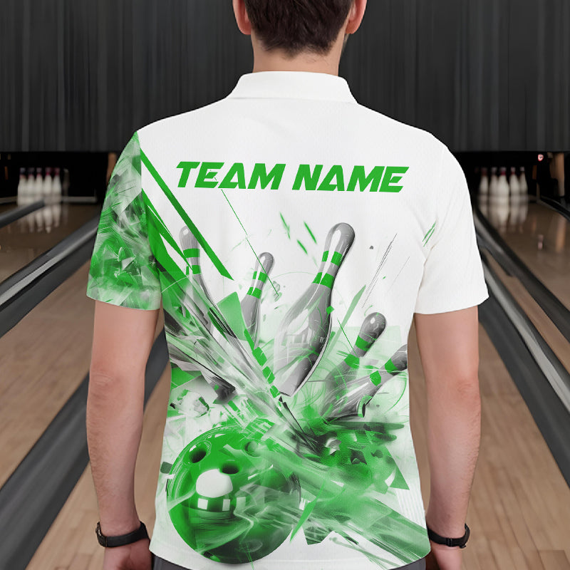 Custom Black And Green Men Bowling Team Shirts, Bowling League Shirt Bowlers Outfit IPHW10783