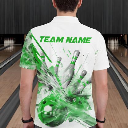 Custom Black And Green Men Bowling Team Shirts, Bowling League Shirt Bowlers Outfit IPHW10783