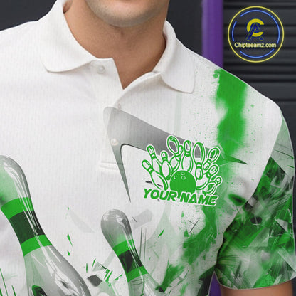 Custom Black And Green Men Bowling Team Shirts, Bowling League Shirt Bowlers Outfit IPHW10783
