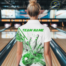 Load image into Gallery viewer, Custom Black And Green Women Bowling Team Shirts, Bowling League Shirt Bowlers Outfit IPHW10783