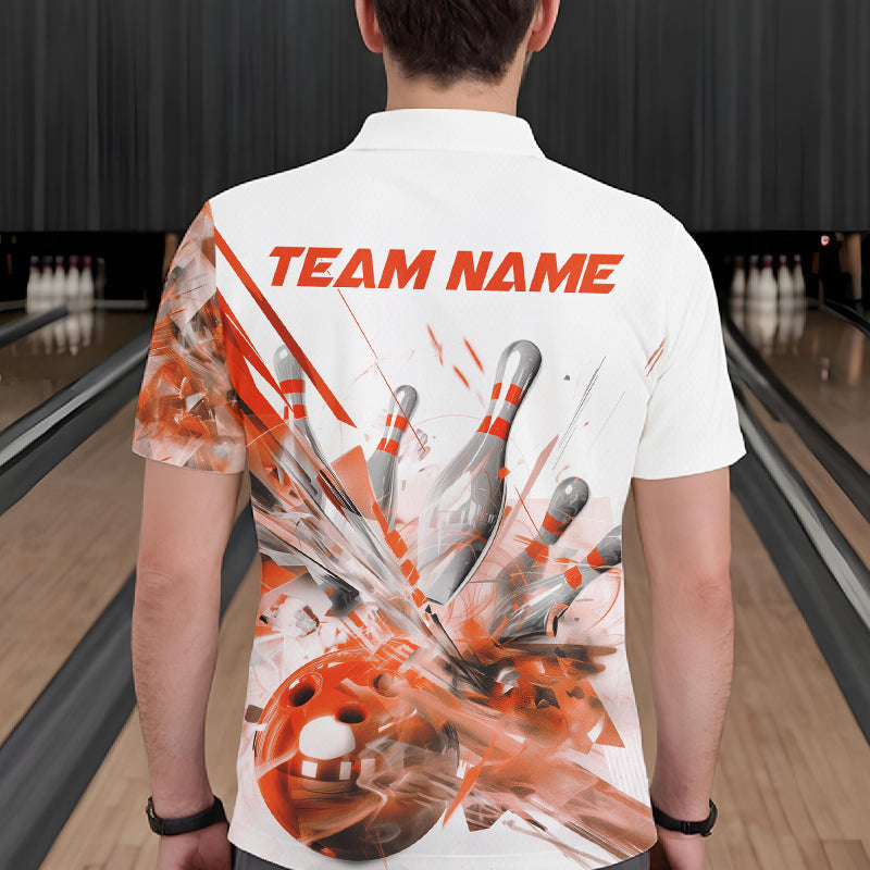 Custom Black And Orange Men Bowling Team Shirts, Bowling League Shirt Bowlers Outfit IPHW10785