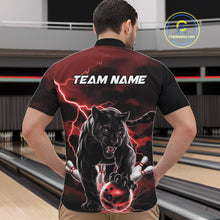 Load image into Gallery viewer, Red Thunder Lightning Custom Panther Men Bowling Quarter-Zip Shirts, Panther Bowling Jerseys IPHW10790