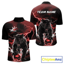 Load image into Gallery viewer, Red Thunder Lightning Custom Panther Men Bowling Quarter-Zip Shirts, Panther Bowling Jerseys IPHW10790