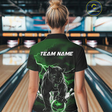 Load image into Gallery viewer, Green Thunder Lightning Custom Panther Women Bowling Shirts, Panther Bowling Jerseys IPHW10793