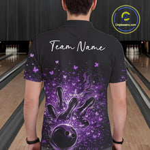 Load image into Gallery viewer, Custom Purple Elegant Butterfly Bowling Men Polo Shirt, Flame Bowlers Jersey IPHW11013