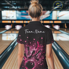 Load image into Gallery viewer, Custom Pink Elegant Butterfly Bowling Women Quarter-Zip Shirt, Flame Bowlers Jersey IPHW11014
