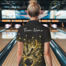 Load image into Gallery viewer, Custom Yellow Elegant Butterfly Bowling Women Quarter-Zip Shirt, Flame Bowlers Jersey IPHW11015