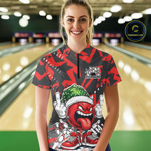 Load image into Gallery viewer, Custom Funny Christmas Bowling Women Quarter-Zip Shirts, Crazy Bowling Ball Xmas Outfit IPHW10130