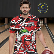 Load image into Gallery viewer, Custom Funny Christmas Bowling Men Polo Shirts, Crazy Bowling Ball Xmas Outfit IPHW10131