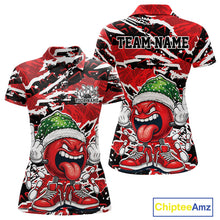 Load image into Gallery viewer, Custom Funny Christmas Bowling Women Polo Shirts, Crazy Bowling Ball Xmas Outfit IPHW10131