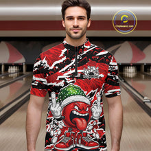 Load image into Gallery viewer, Custom Funny Christmas Bowling Men Quarter-Zip Shirts, Crazy Bowling Ball Xmas Outfit IPHW10131