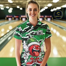 Load image into Gallery viewer, Custom Funny Christmas Bowling Women Polo Shirts, Crazy Bowling Ball Xmas Outfit IPHW10132