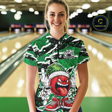 Load image into Gallery viewer, Custom Funny Christmas Bowling Women Quarter-Zip Shirts, Crazy Bowling Ball Xmas Outfit IPHW10132