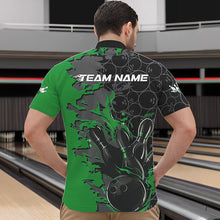 Load image into Gallery viewer, Custom Black And Green Flame Bowling Quarter-Zip Shirts For Men, Bowling Tournament Team Uniform IPHW8618
