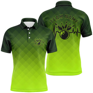 Bowling Heartbeat Pulse Line Green Argyle Custom Bowling Team Shirts For Men And Women IPHW6443