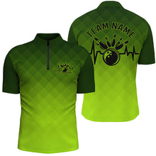 Load image into Gallery viewer, Bowling Heartbeat Pulse Line Green Argyle Custom Bowling Team Shirts For Men And Women IPHW6443